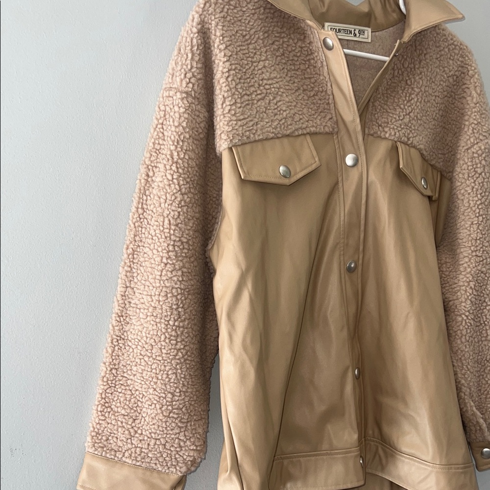 Fourth & Reckless Women's Tan Teddy Jacket.   CAJA. # 3 - Picture 4 of 10